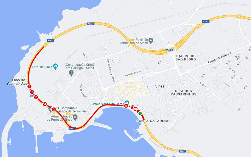 Mapa de percurso de corrida